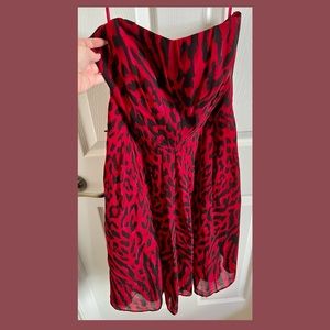 White House Black Market’s Leopard Strapless Dress